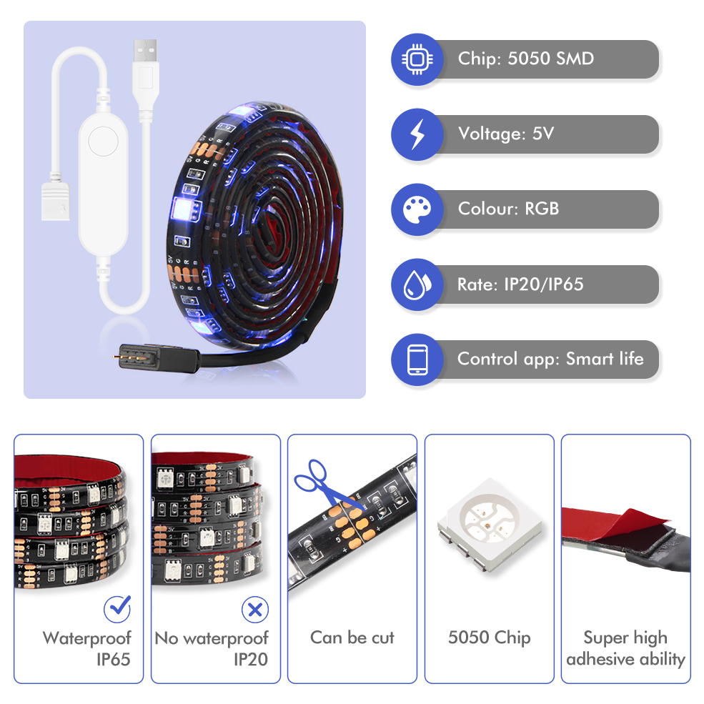 USB LED Strip DC 5V 50CM 1M 2M – обзор и цена Rgb Desk Lamp Smart
